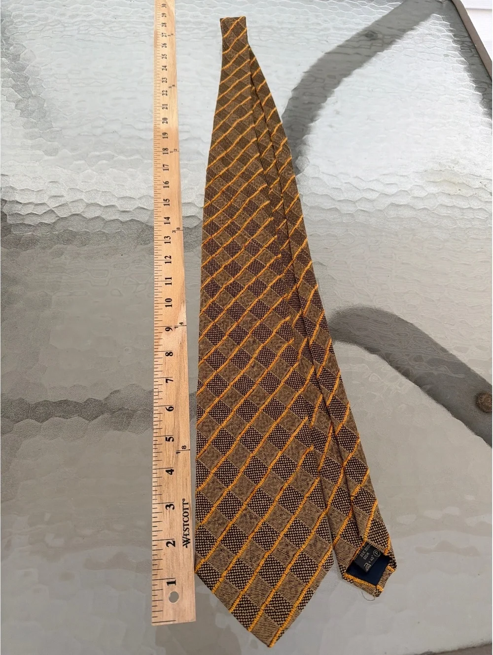 Vintage Ermenegildo Zegna Men's Silk Tie Brown Orange Geometric Necktie